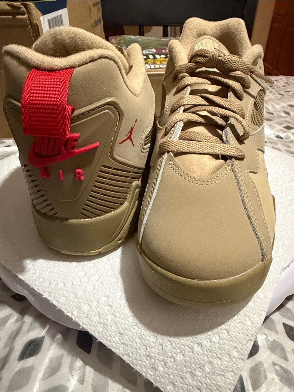 Nike Kids Tan Sneakers with Red Accents